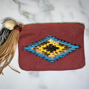 Sam Edelman Carine beaded tassel canvas envelope bag